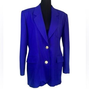 CLASSIQUES Women’s Vintage Blue 100% Wool Blazer Size M